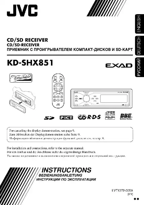 JVC KD-SHX851. Інструкція з експлуатації