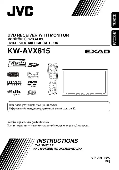 JVC KW-AVX815. Інструкція з експлуатації