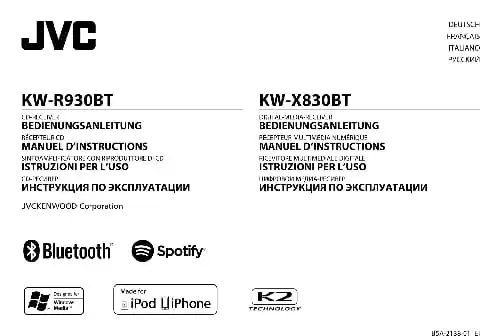 JVC KW-X830BT. Інструкція з експлуатації