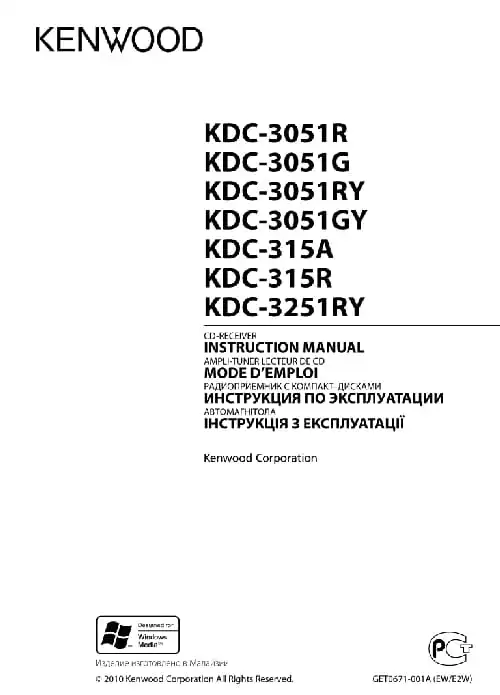 Kenwood KDC-315A. Інструкція з експлуатації