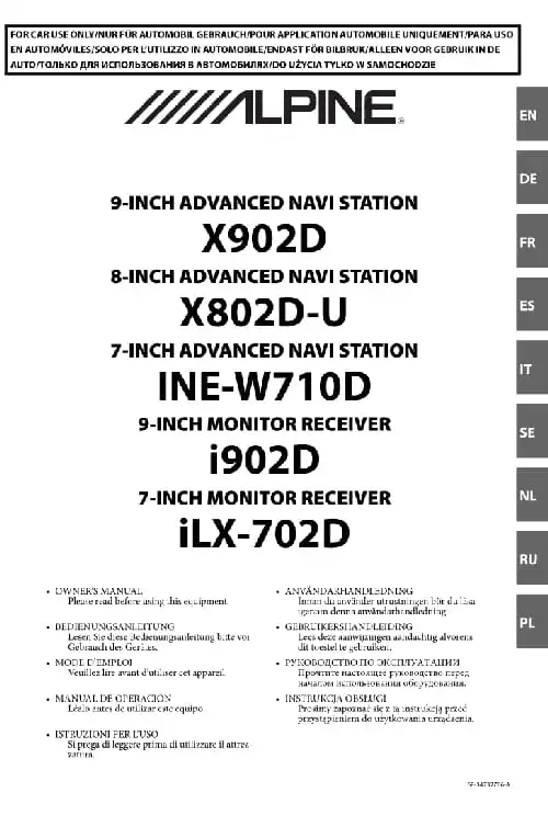 Alpine i902D. Інструкція з експлуатації
