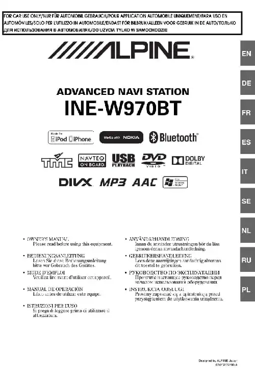 Alpine INE-W970BT. Інструкція з експлуатації
