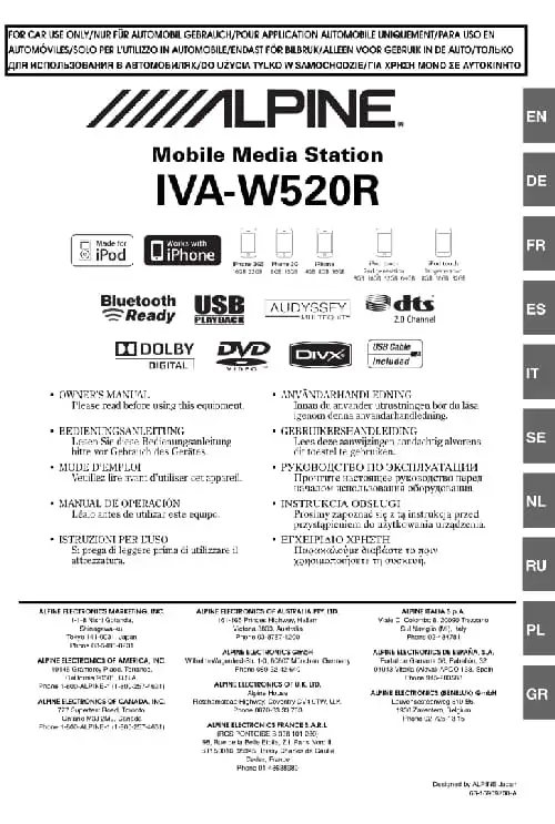 Alpine IVA-W520R. Інструкція з експлуатації