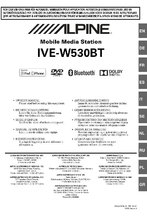 Alpine IVE-W530BT. Інструкція з експлуатації