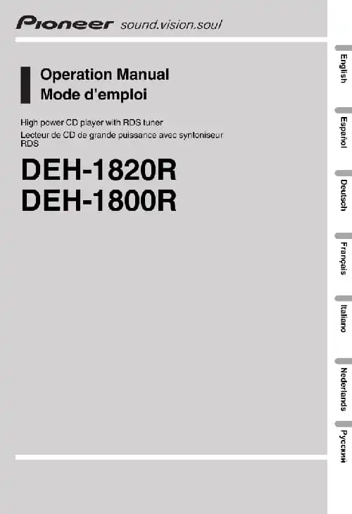 Pioneer DEH-1800R. Інструкція з експлуатації