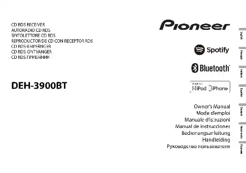 Pioneer DEH-3900BT. Інструкція з експлуатації