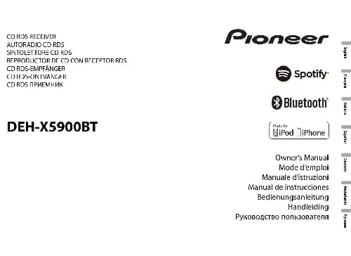 Pioneer DEH-X5900BT. Інструкція з експлуатації