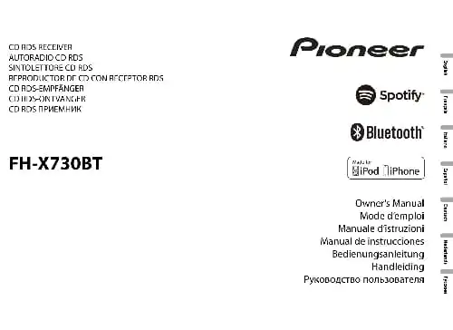 Pioneer FH-X730BT. Інструкція з експлуатації