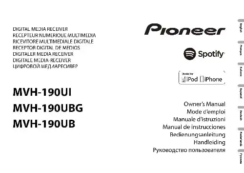 Pioneer MVH-190UB. Інструкція з експлуатації