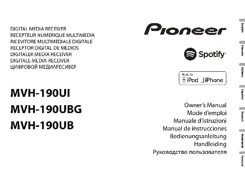 Pioneer MVH-190UI. Інструкція з експлуатації