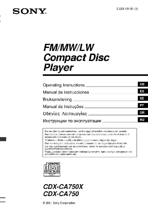 Sony CDX-CA750. Інструкція з експлуатації