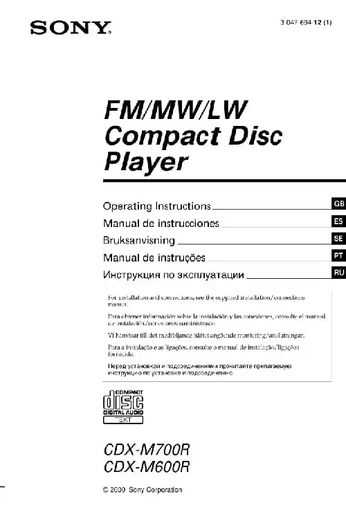 Sony CDX-M700R. Інструкція з експлуатації