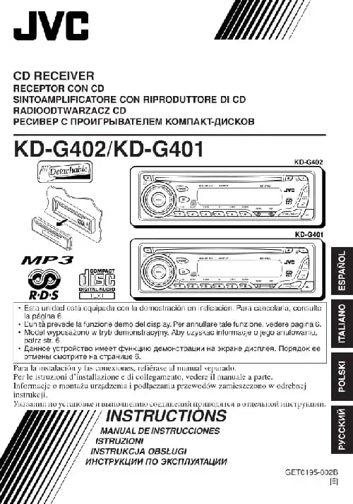 JVC KD-G401. Інструкція з експлуатації