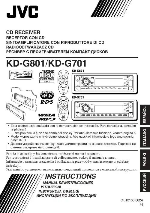 JVC KD-G801. Інструкція з експлуатації