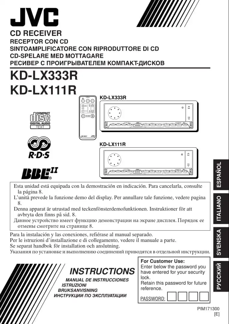 JVC KD-LX333R. Інструкція з експлуатації