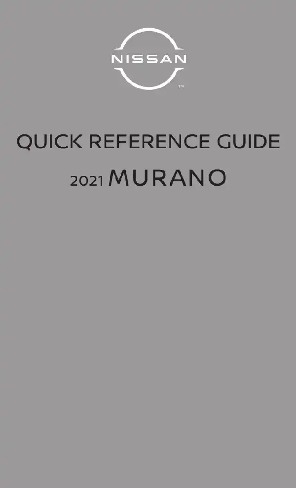 Nissan Murano 2021 MY. Quick Reference Guide