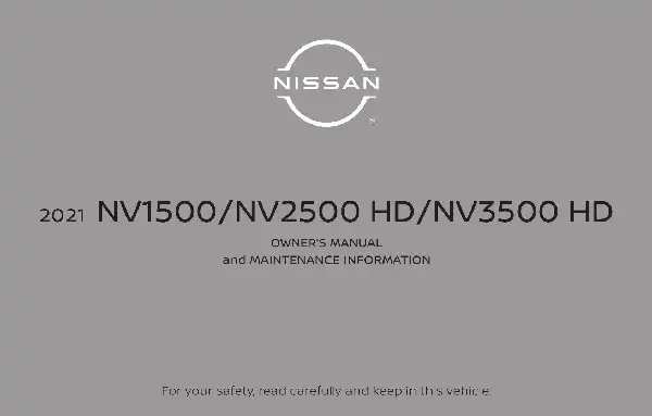 Nissan NV Cargo 2021 MY. Owner&#39;s Manual and Maintenance Information