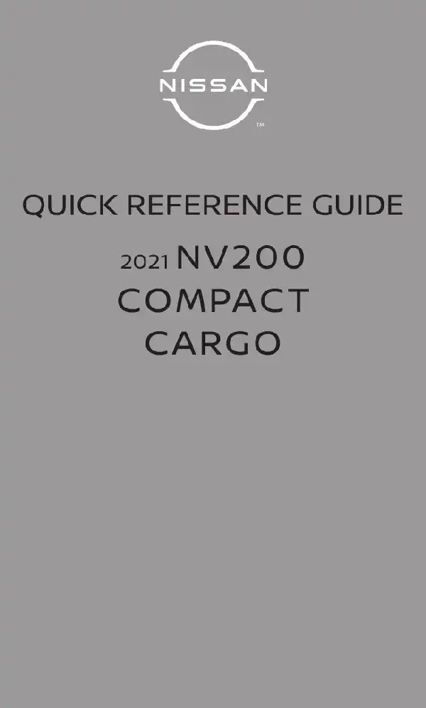 Nissan NV200 Compact Cargo 2021 MY. Quick Reference Guide