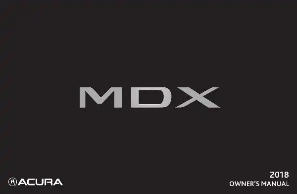Acura MDX 2018 MY. Owner&#39;s Manual