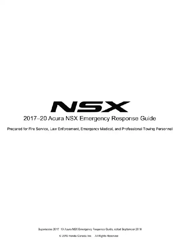 Acura NSX 2017-2020 MY. Emergency Response Guide