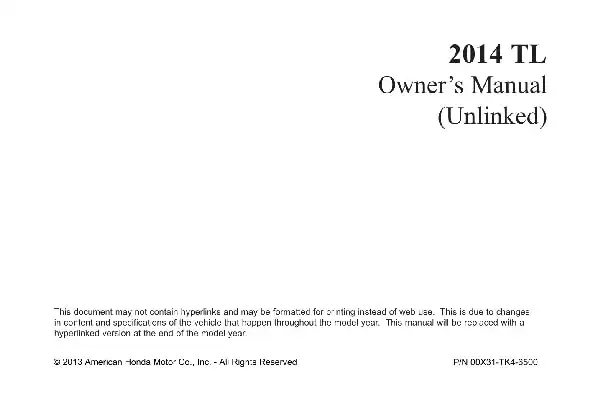 Acura TL 2014 MY. Owner&#39;s Manual