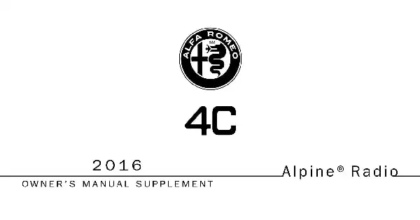 Alfa Romeo 4C Coupe 2016 MY. Radio Owner&#39;s Manual Supplement