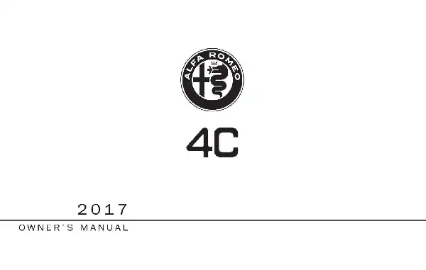 Alfa Romeo 4C Coupe 2017 MY. Owner&#39;s Manual