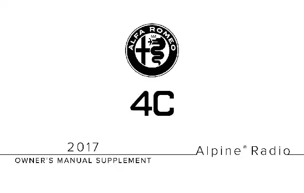 Alfa Romeo 4C Coupe 2017 MY. Radio Owner&#39;s Manual Supplement