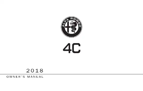 Alfa Romeo 4C Coupe 2018 MY. Owner&#39;s Manual