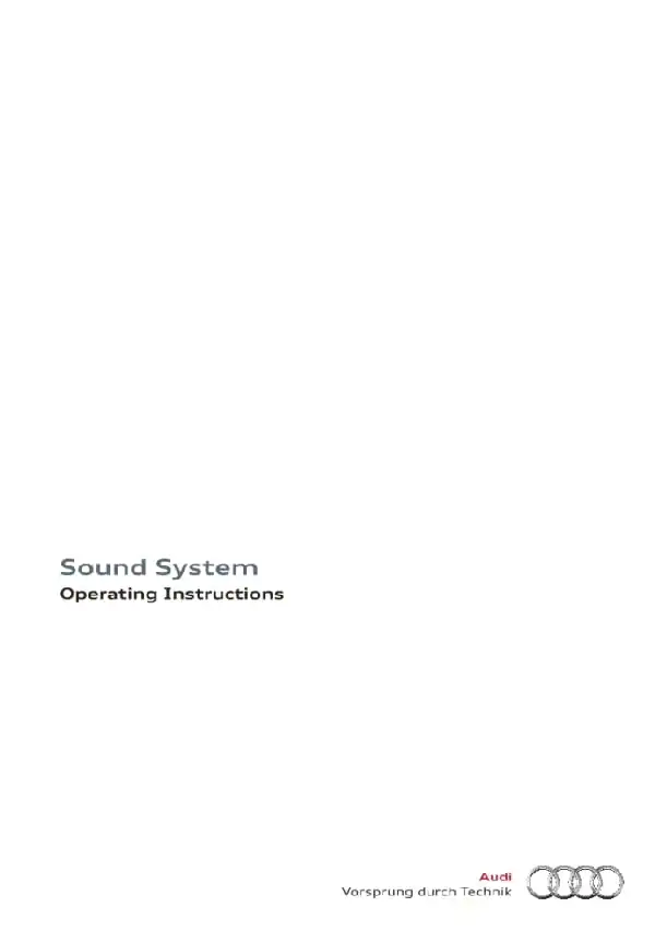 Audi A3, S3 2010 MY. Sound System. Operating Instructions