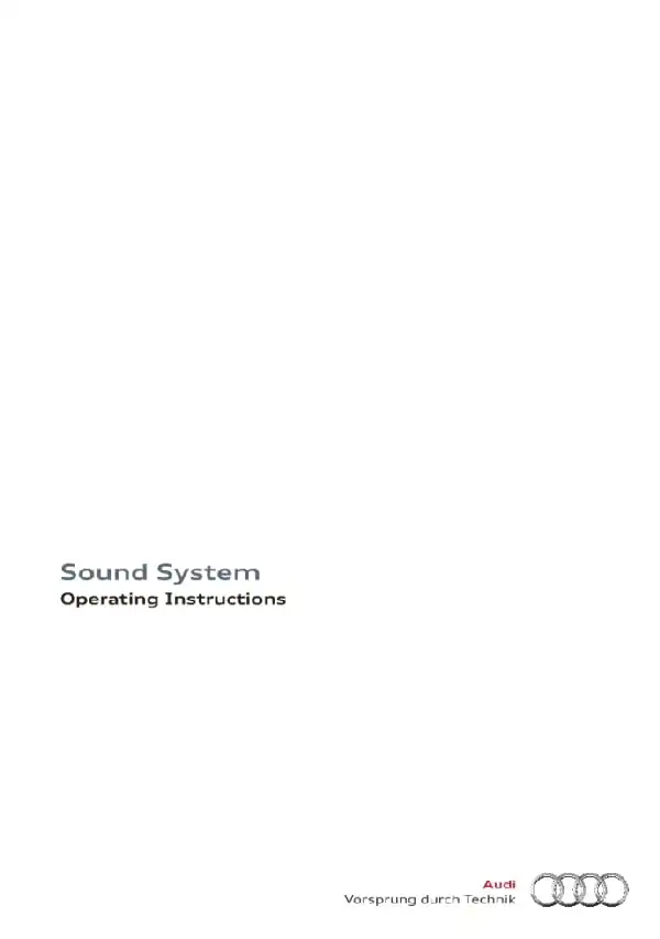 Audi A4, S4 2011 MY. Sound System. Operating Instructions