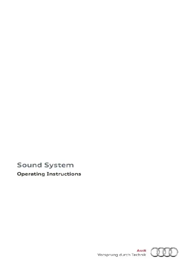 Audi A4, S4 2015 MY. Sound System. Operating Instructions