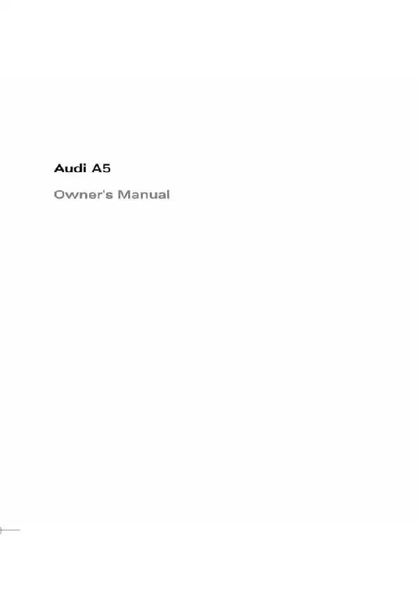 Audi A5 Coupe, S5 Coupe 2008 MY. Owner&#39;s Manual
