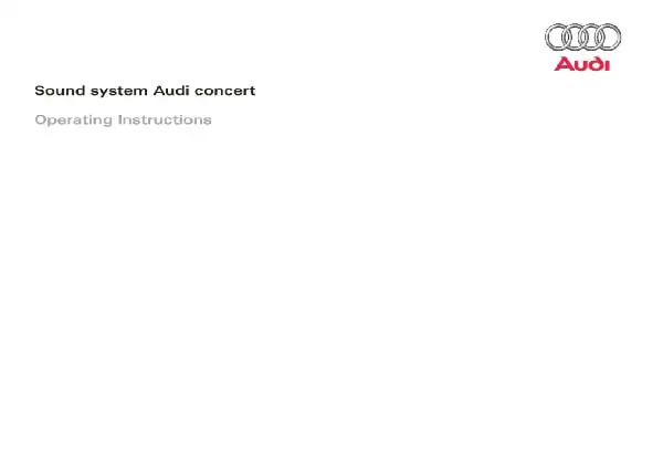 Audi A5 Coupe, S5 Coupe 2009 MY. Sound system Audi concert. Operating Instructions