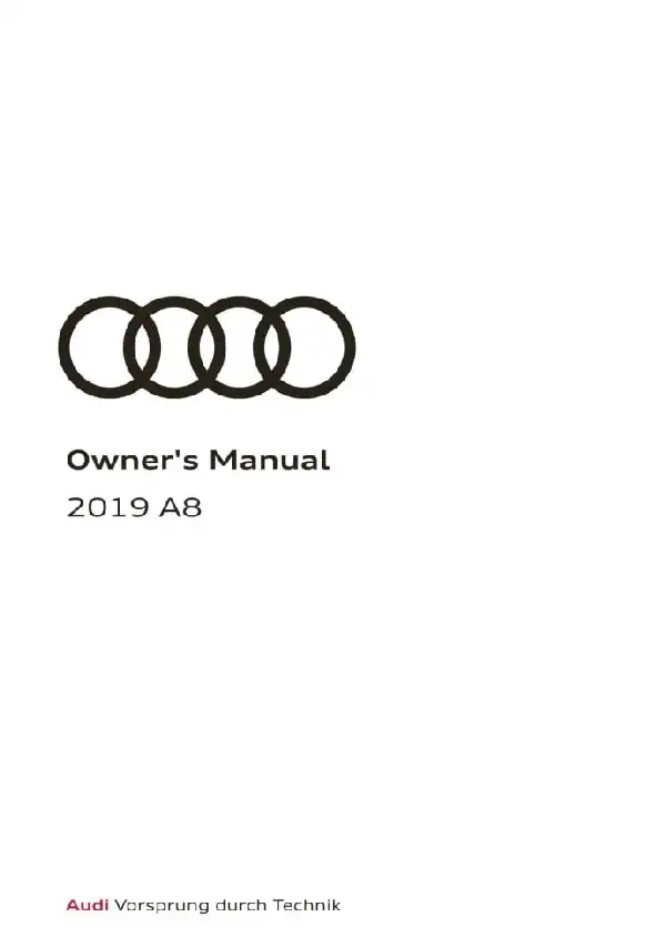 Audi A8, S8 2019 MY. Owner&#39;s Manual