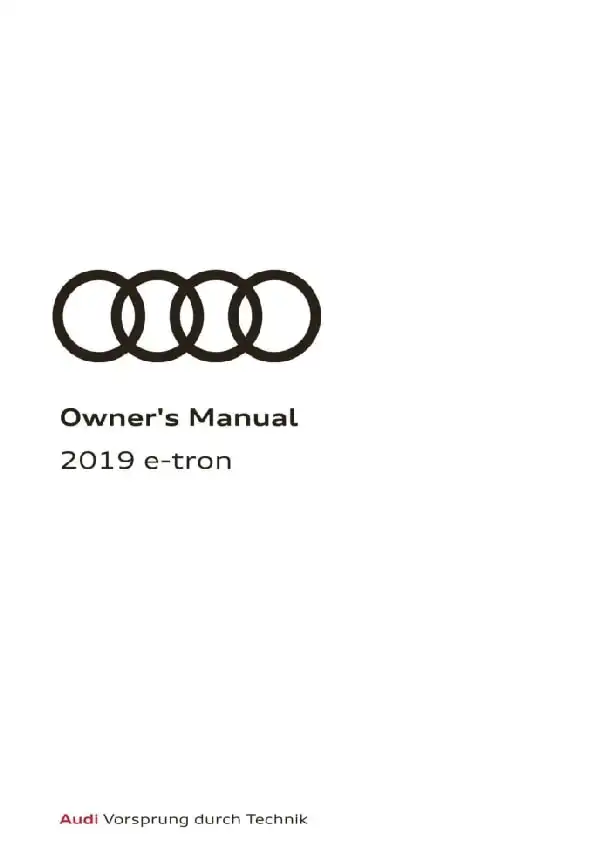 Audi e-tron 2019. Owner&#39;s Manual