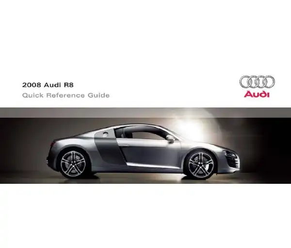 Audi R8 Coupe 2008 MY. Quick Reference Guide