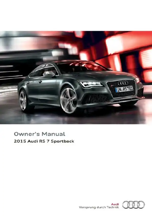 Audi RS 7 Sportback 2015 MY. Owner&#39;s Manual
