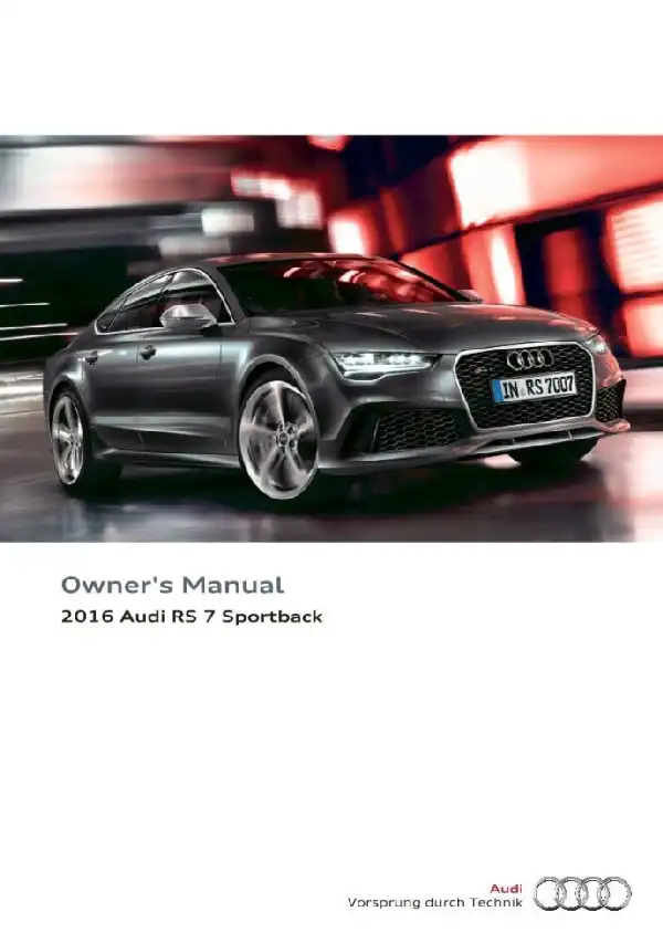 Audi RS 7 Sportback 2016 MY. Owner&#39;s Manual