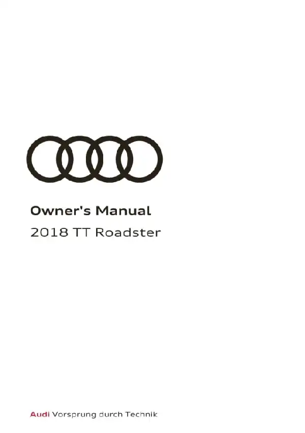 Audi TT Roadster 2018 MY. Owner&#39;s Manual