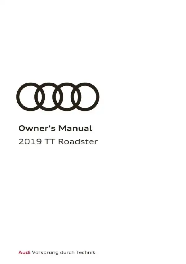 Audi TT Roadster 2019 MY. Owner&#39;s Manual