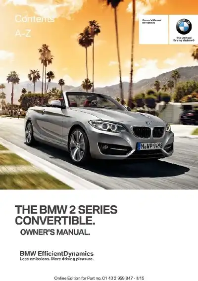 BMW 2 Series (228i) Convertible 2016 MY. Owner&#39;s Manual