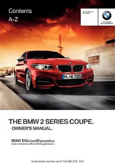 BMW 2 Series Coupe 2015 MY. Owner&#39;s Manual