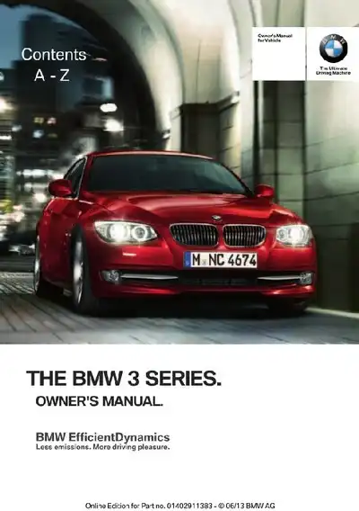 BMW 3 Series 2013 MY. Owner&#39;s Manual