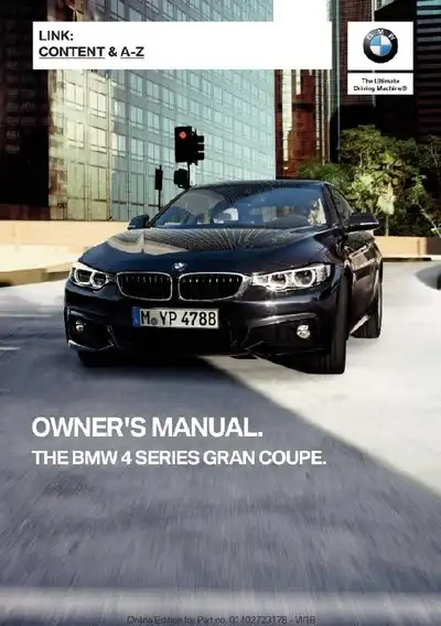 BMW 4 Series Gran Coupe 2019 MY. Owner&#39;s Manual