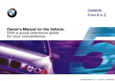 BMW 5 Series 2001 MY. Owner&#39;s Manual