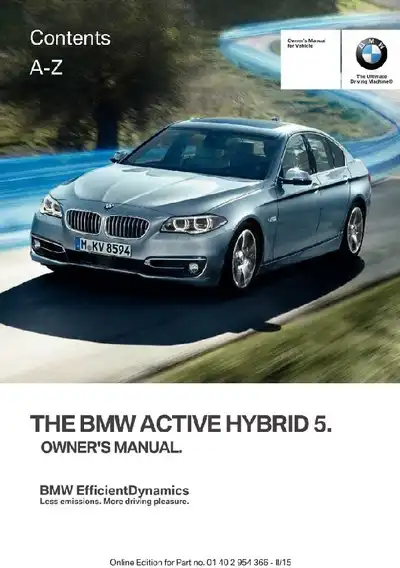 BMW 5 Series Active Hybrid 2015 MY. Owner&#39;s Manual