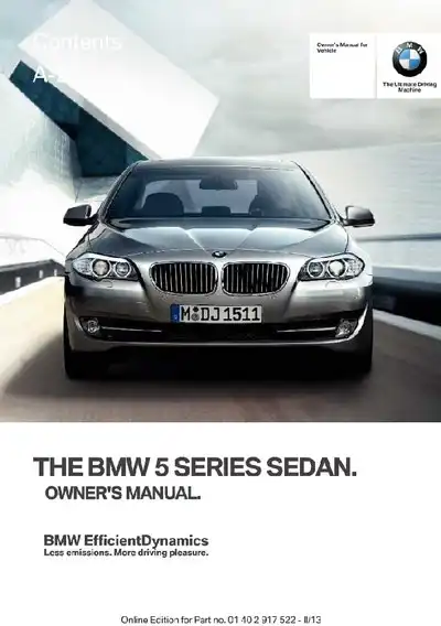 BMW 5 Series Sedan 2013 MY. Owner&#39;s Manual