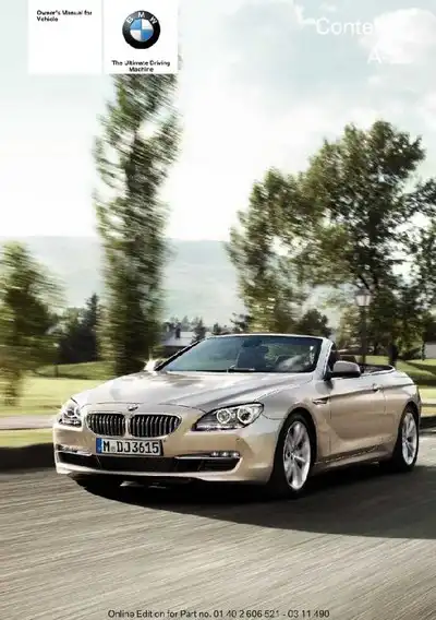 BMW 6 Series Convertible 2012 MY. Owner&#39;s Manual