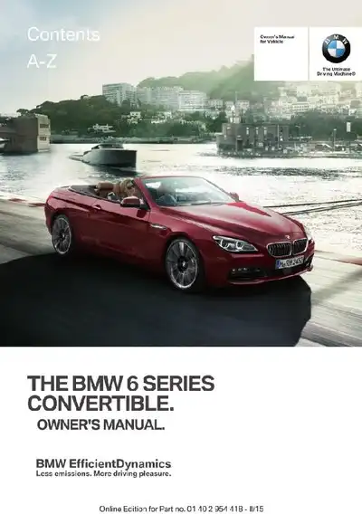 BMW 6 Series Convertible 2015 MY. Owner&#39;s Manual